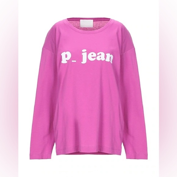 ! P_JEAN Fuchsia‎ Long Sleeve Top Made in Italy 100% Cotton Sz L NWT A 0263 - Picture 1 of 10